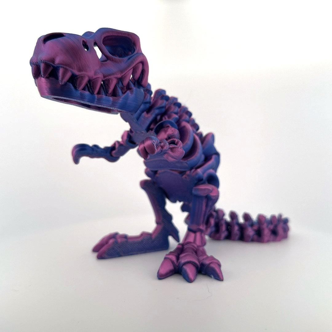 Articulated T-Rex Skeleton + Base: Mixed dual color Neon City (Blue-Magenta)