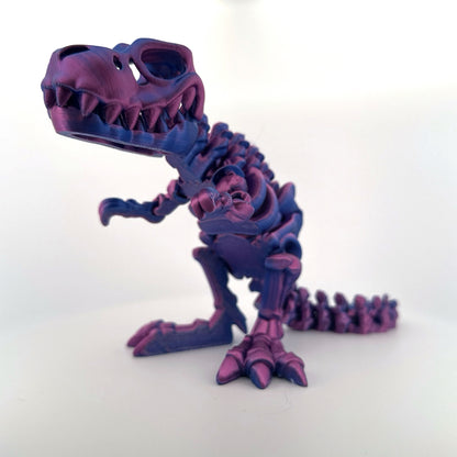 Articulated T-Rex Skeleton + Base: Mixed dual color Neon City (Blue-Magenta)
