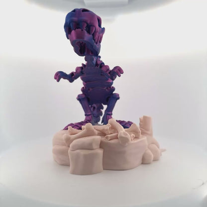 Articulated T-Rex Skeleton + Base: Mixed dual color Neon City (Blue-Magenta)