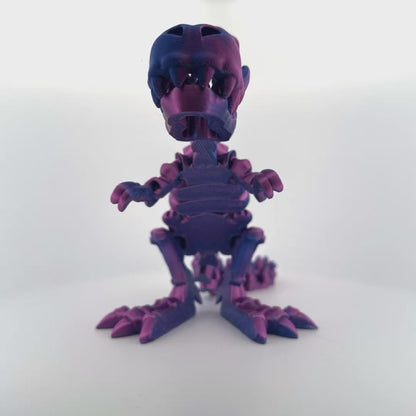 Articulated T-Rex Skeleton + Base: Mixed dual color Neon City (Blue-Magenta)